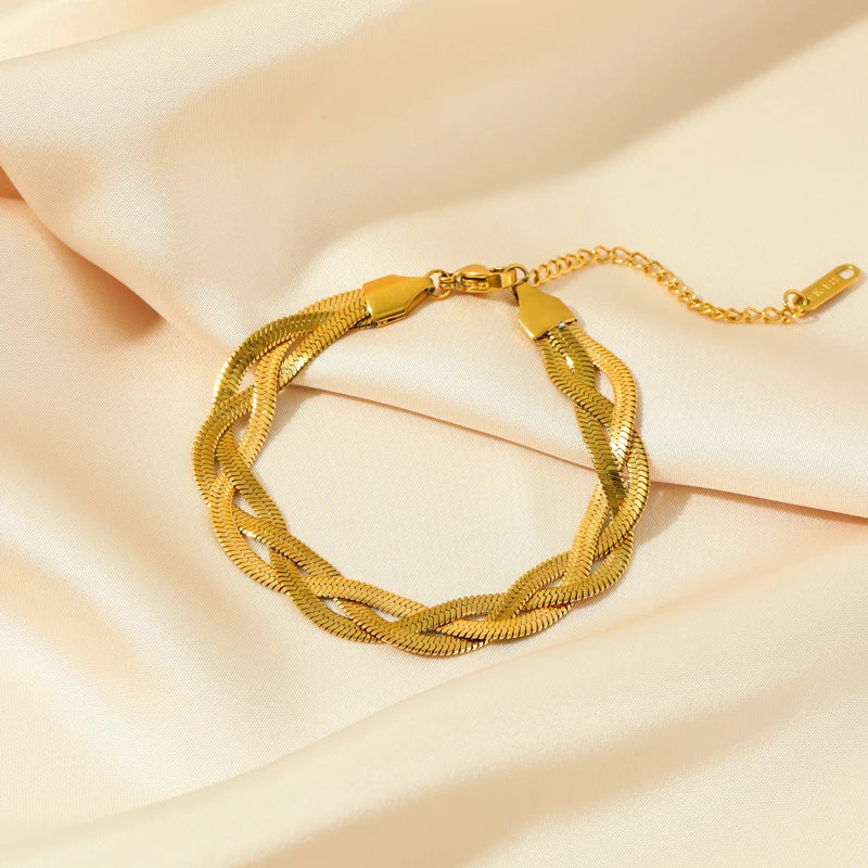 18K Gold Plated Chain Necklace & Bracelet Set