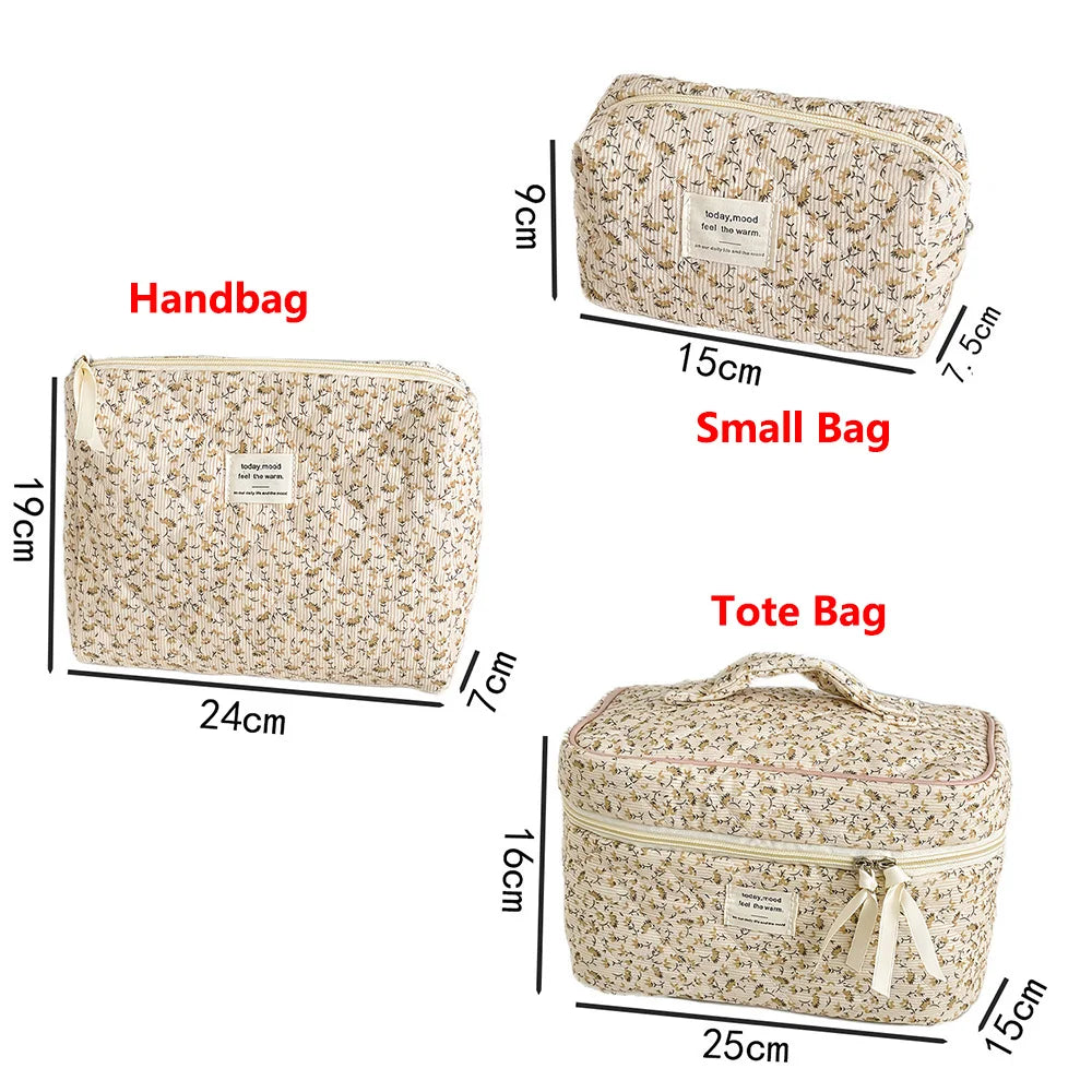 Vintage Floral Travel Cosmetic Bag Set