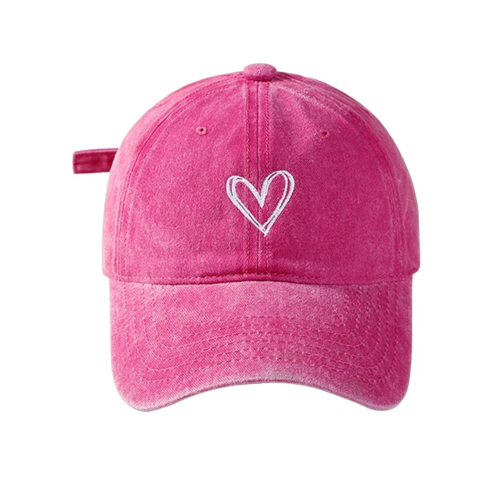 Peach Heart Embroidery Baseball Cap