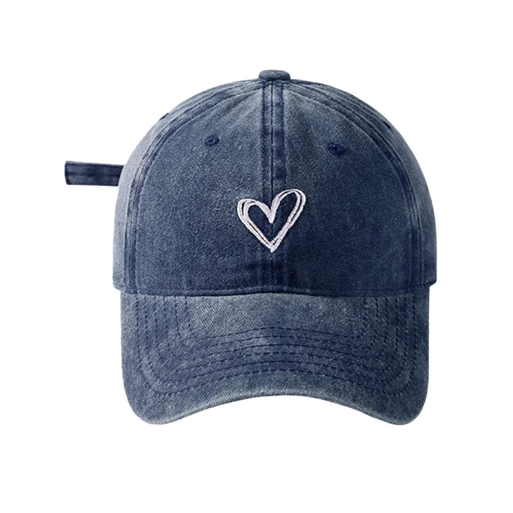 Peach Heart Embroidery Baseball Cap