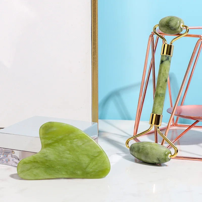 Jade Gua Sha & Facial Roller Set