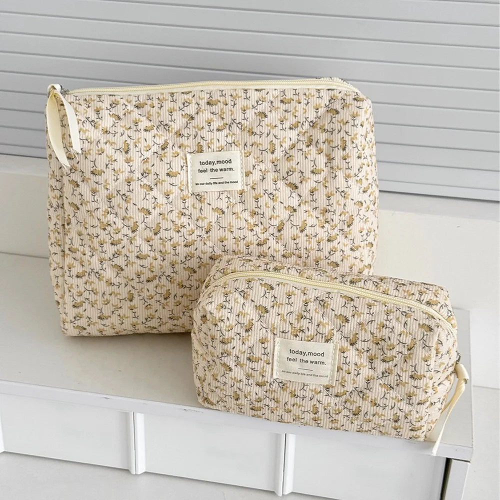 Vintage Floral Travel Cosmetic Bag Set