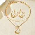 Gold Colored Geometric Necklace & Earring Set