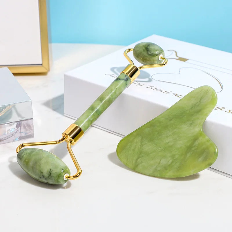 Jade Gua Sha & Facial Roller Set