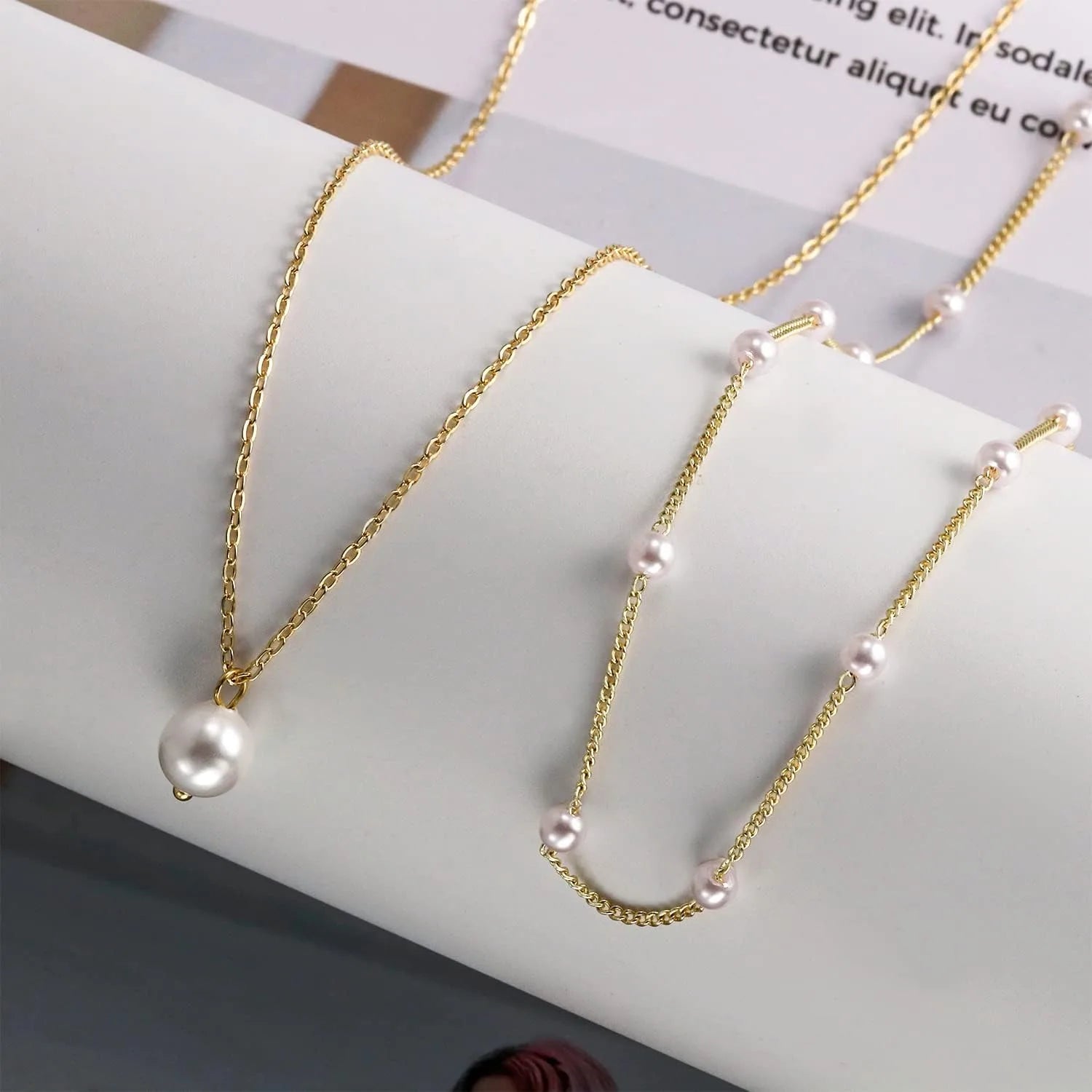 Gold Layered Pearl Necklace