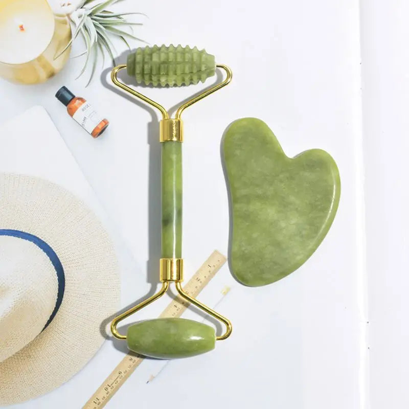 Jade Gua Sha & Facial Roller Set