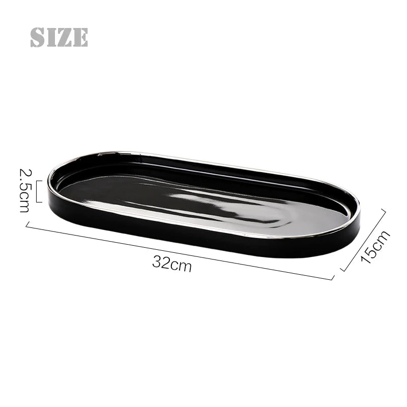 Marble Ceramic Oval Jewelry Tray