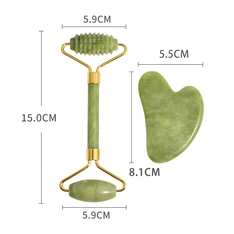 Jade Gua Sha & Facial Roller Set