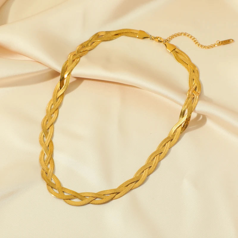 18K Gold Plated Chain Necklace & Bracelet Set