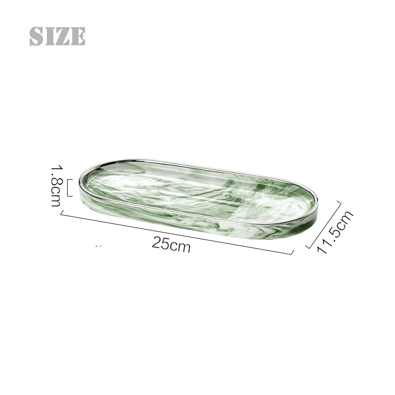 Marble Ceramic Oval Jewelry Tray