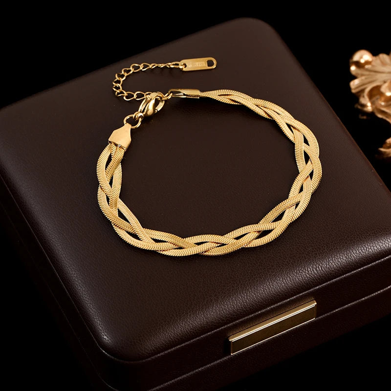 18K Gold Plated Chain Necklace & Bracelet Set