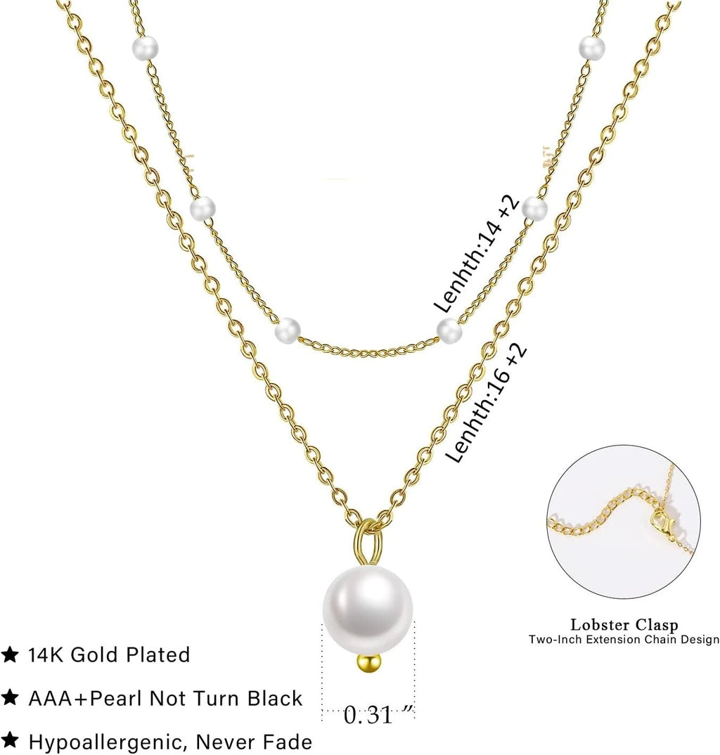Gold Layered Pearl Necklace