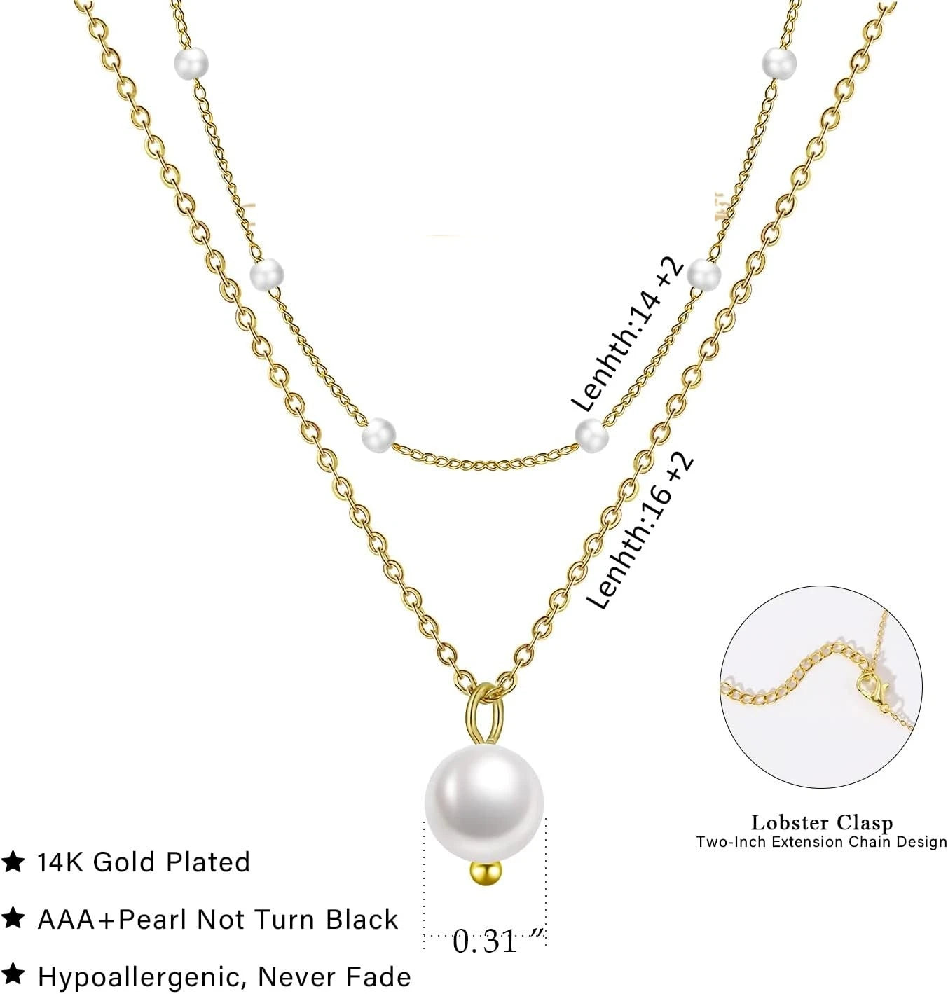 Gold Layered Pearl Necklace