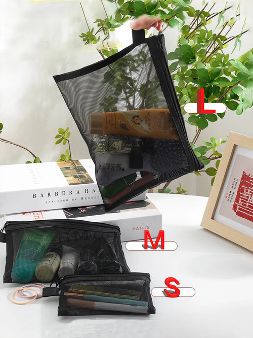 Clear Mesh Cosmetic & Travel Pouch Set