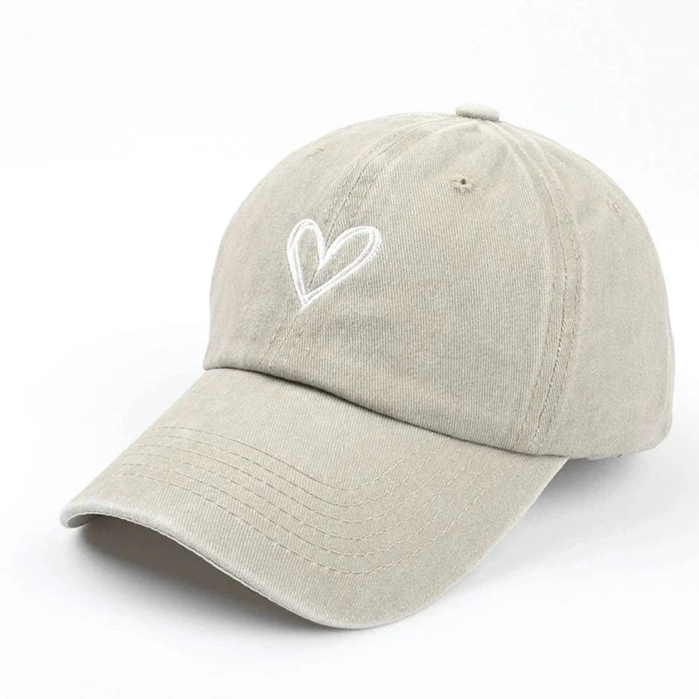 Peach Heart Embroidery Baseball Cap