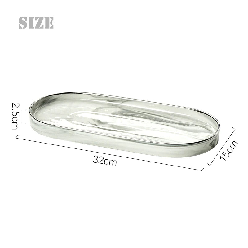 Marble Ceramic Oval Jewelry Tray