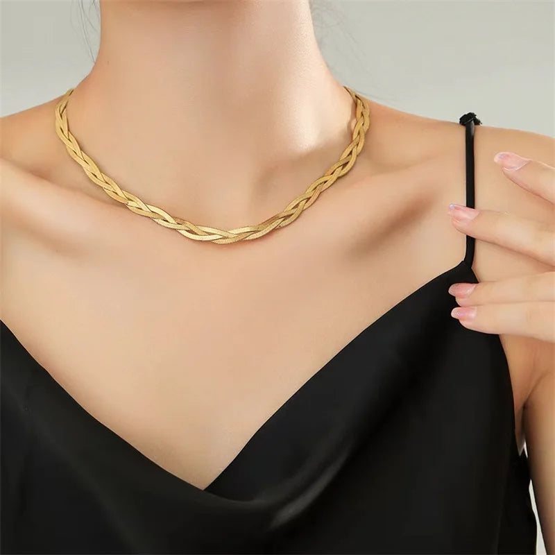 18K Gold Plated Chain Necklace & Bracelet Set
