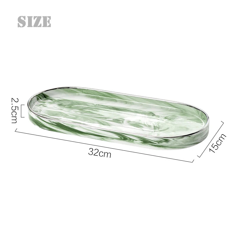 Marble Ceramic Oval Jewelry Tray