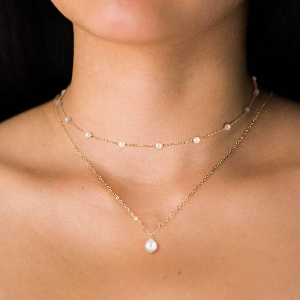 Gold Layered Pearl Necklace