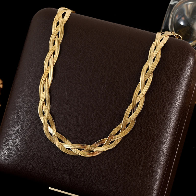 18K Gold Plated Chain Necklace & Bracelet Set